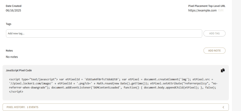 Copy the pixel code